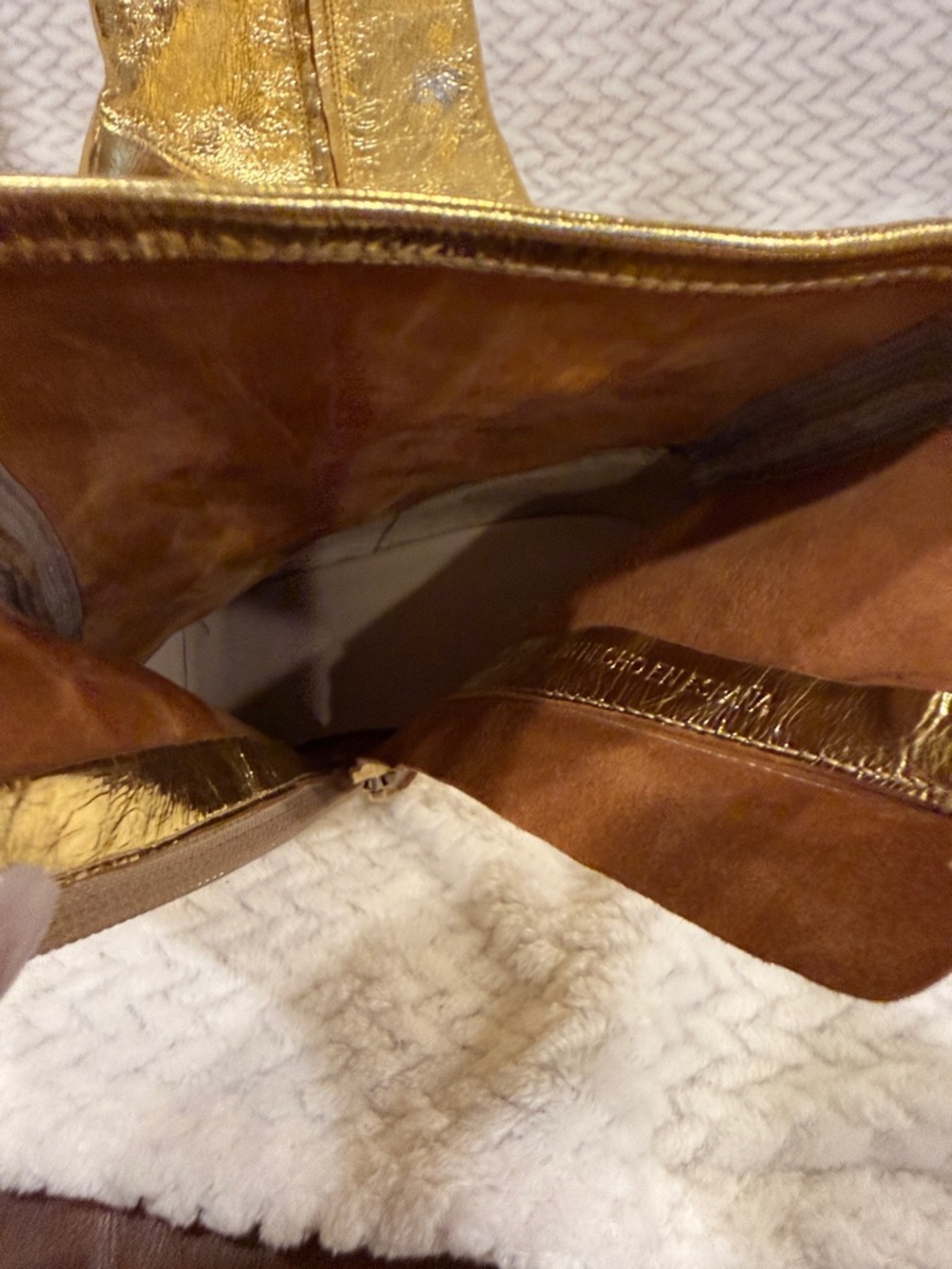 Zara Womens Metallic Gold Pointed-Toe Ankle Boots Size 36 - Picture 8 of 11